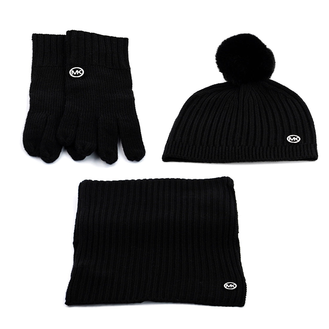 MK women set hat/scarf black