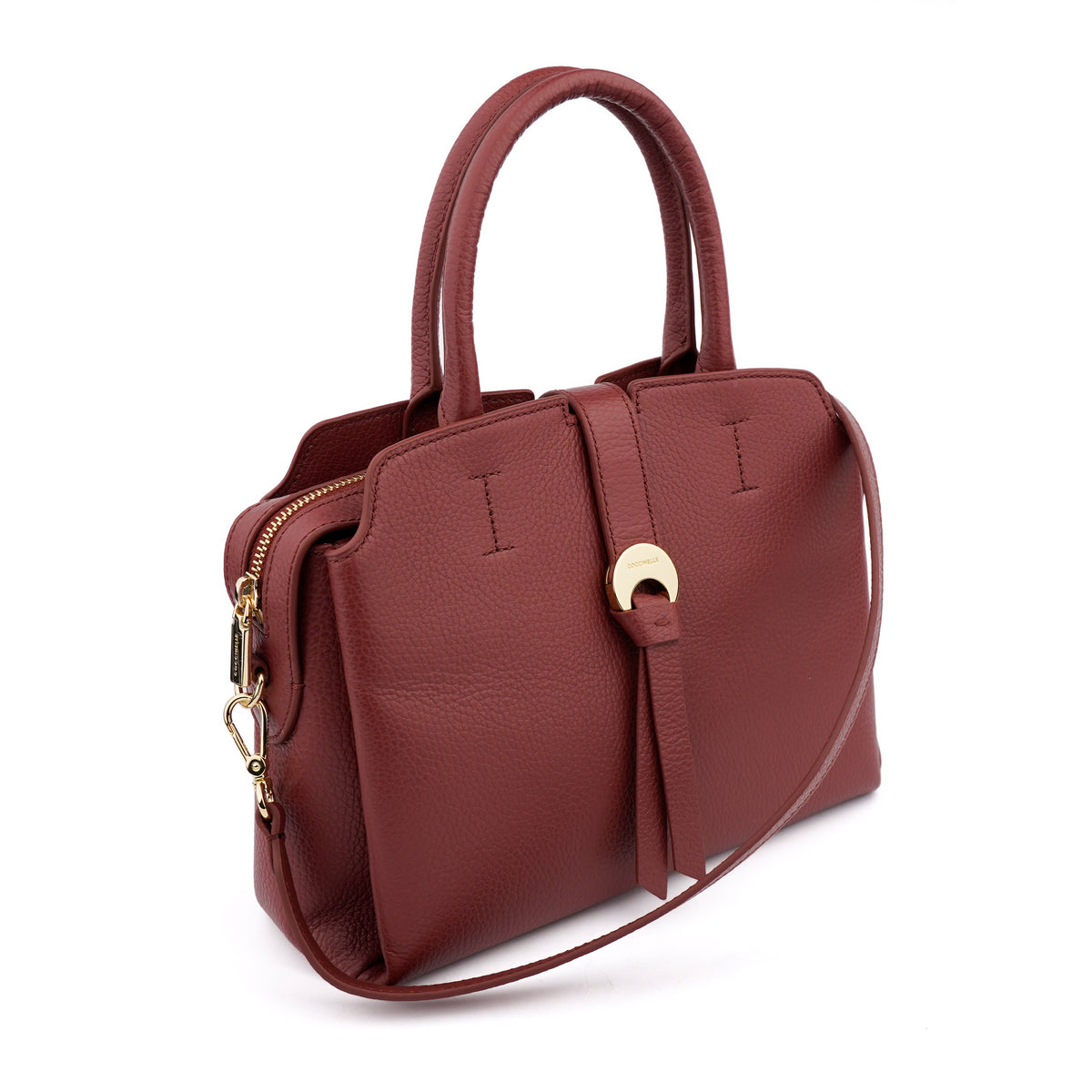 Geantă Coccinelle Rania Satchel din Piele Naturală – Cărămiziu Închis