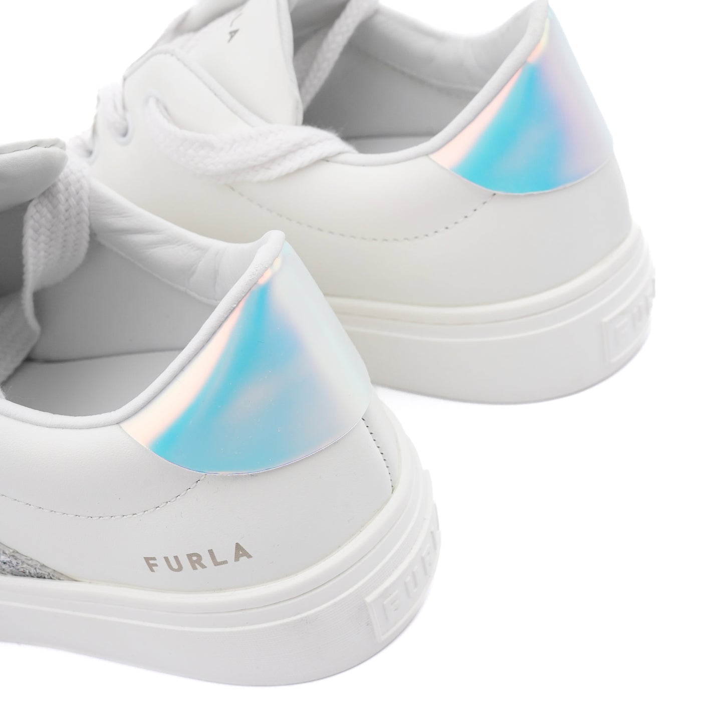 Adidasi din piele Furla Lace-up all white