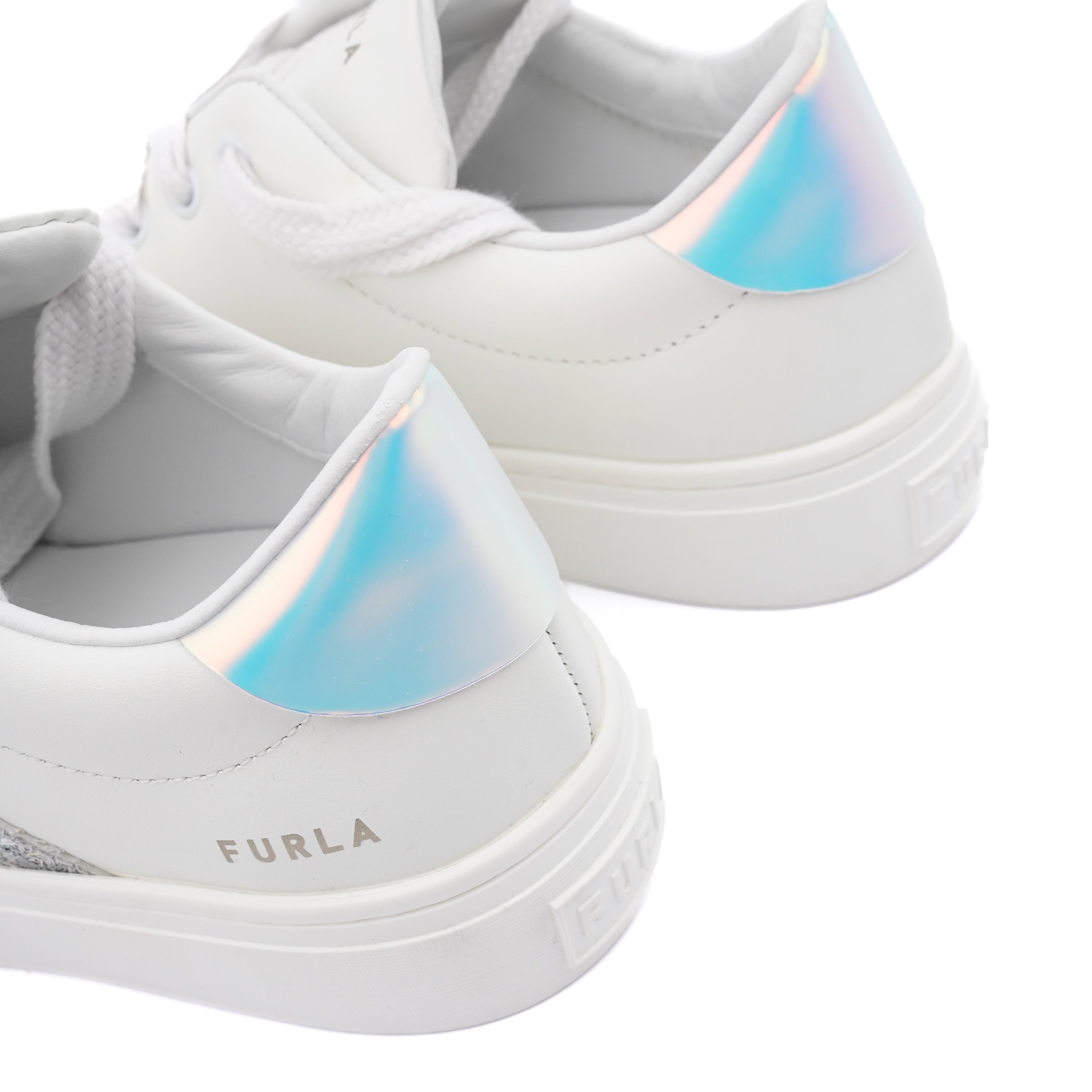 Adidasi din piele Furla Lace-up all white