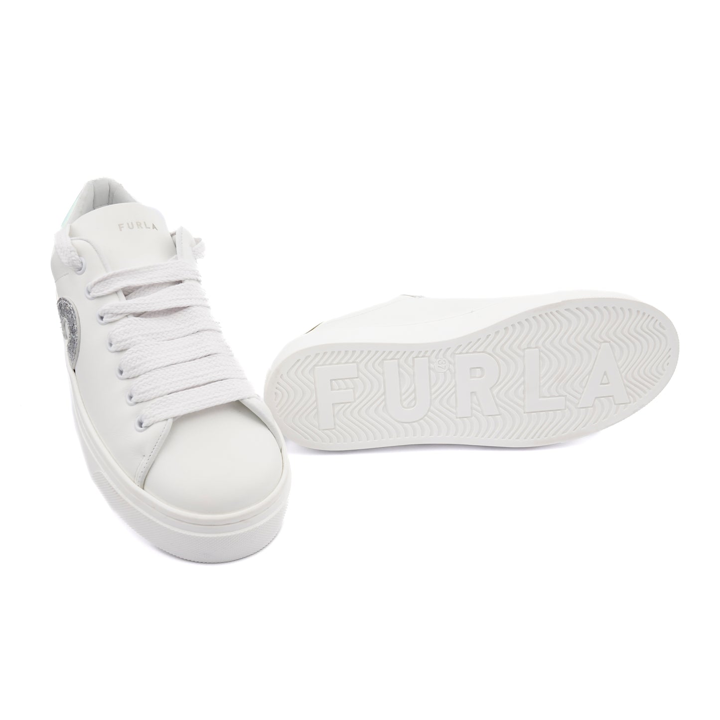Adidasi din piele Furla Lace-up all white