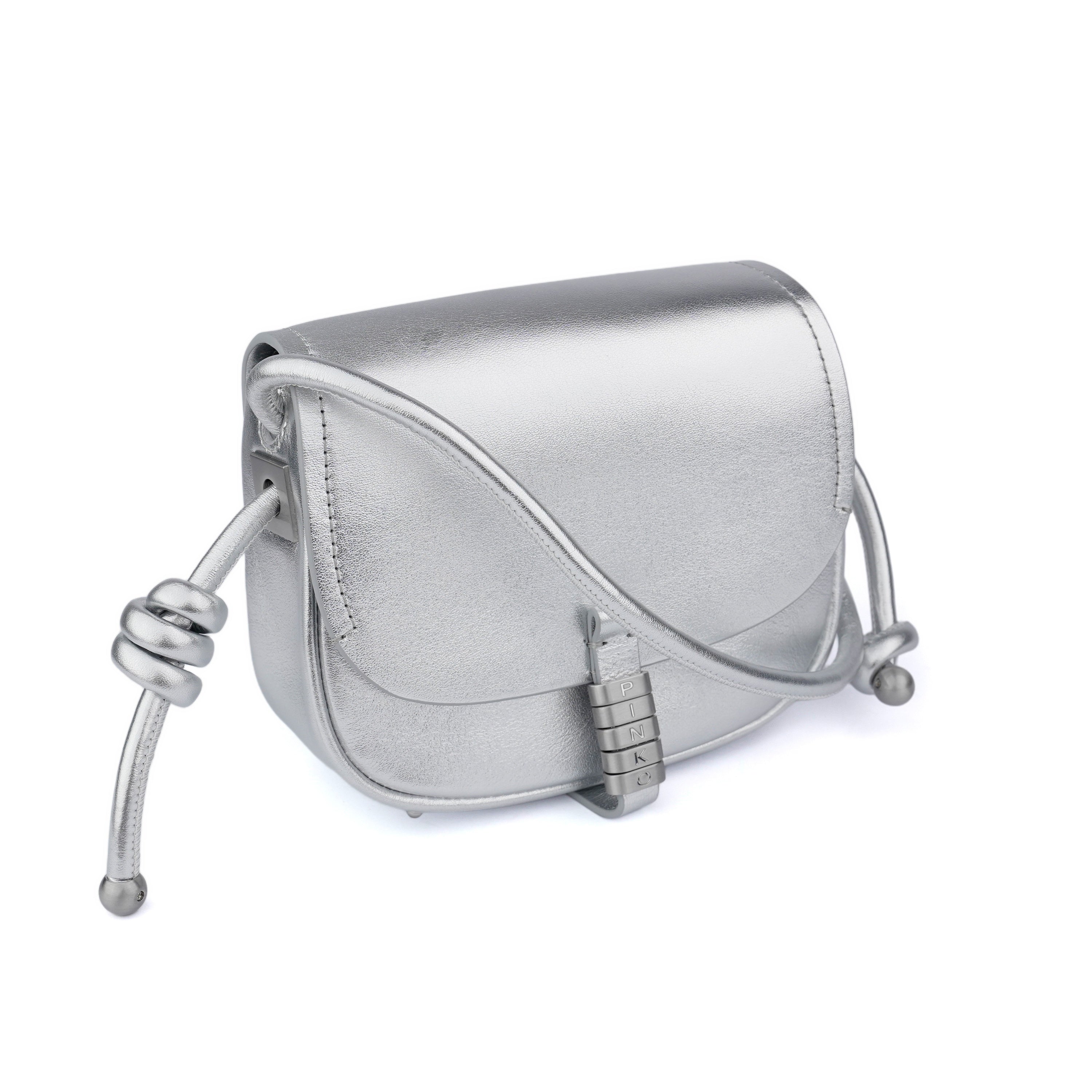 Geanta Pinko Saddle micro silver
