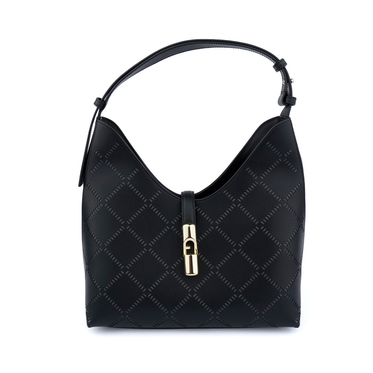 Geanta de umar Furla Goccia Medium Hobo – neagra
