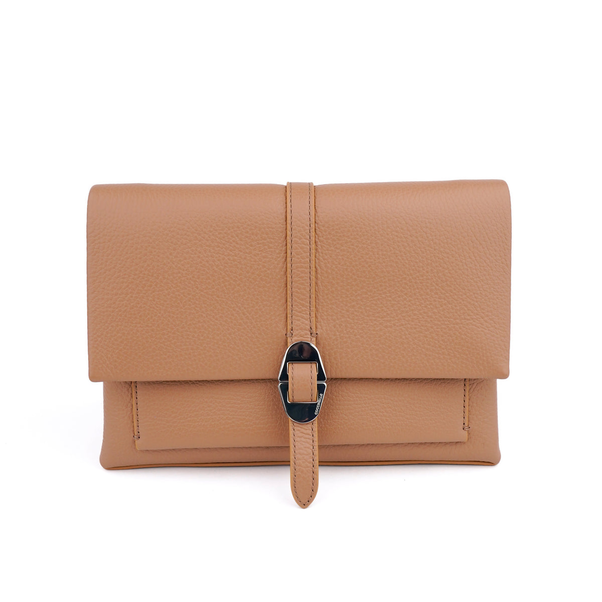 Geanta Coccinelle Dorian Small Bej – Crossbody cu Bareta Detasabila si Clutch