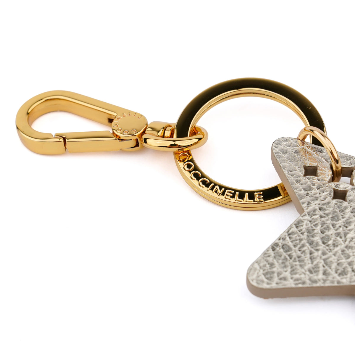 Charm Coccinelle din piele naturală pentru geantă – Pale Gold
