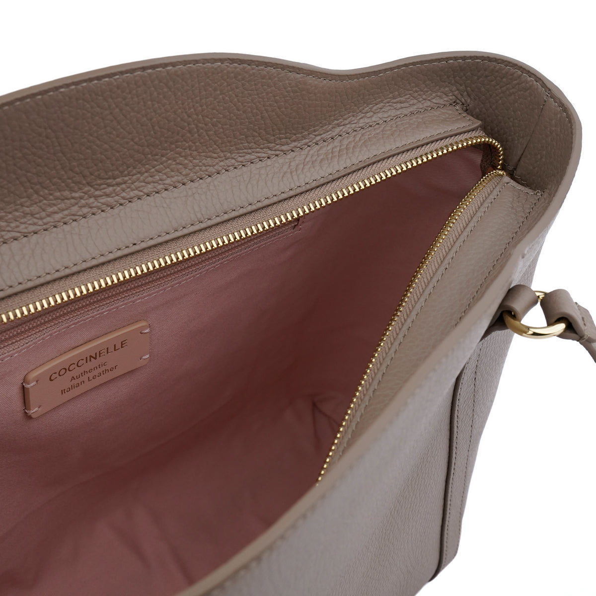 Geanta shopper din piele naturala Coccinelle Alexis taupe