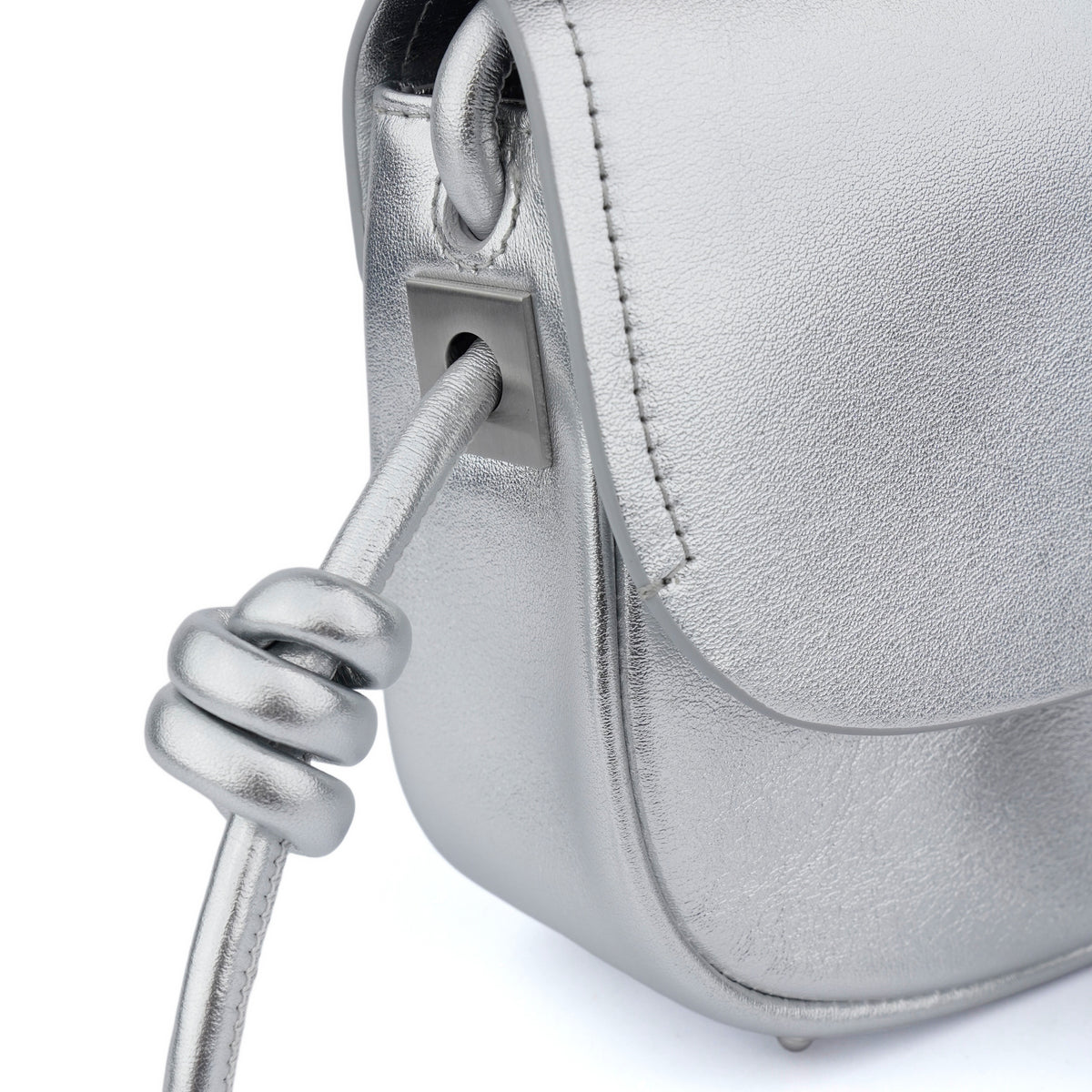 Geanta Pinko Saddle micro silver