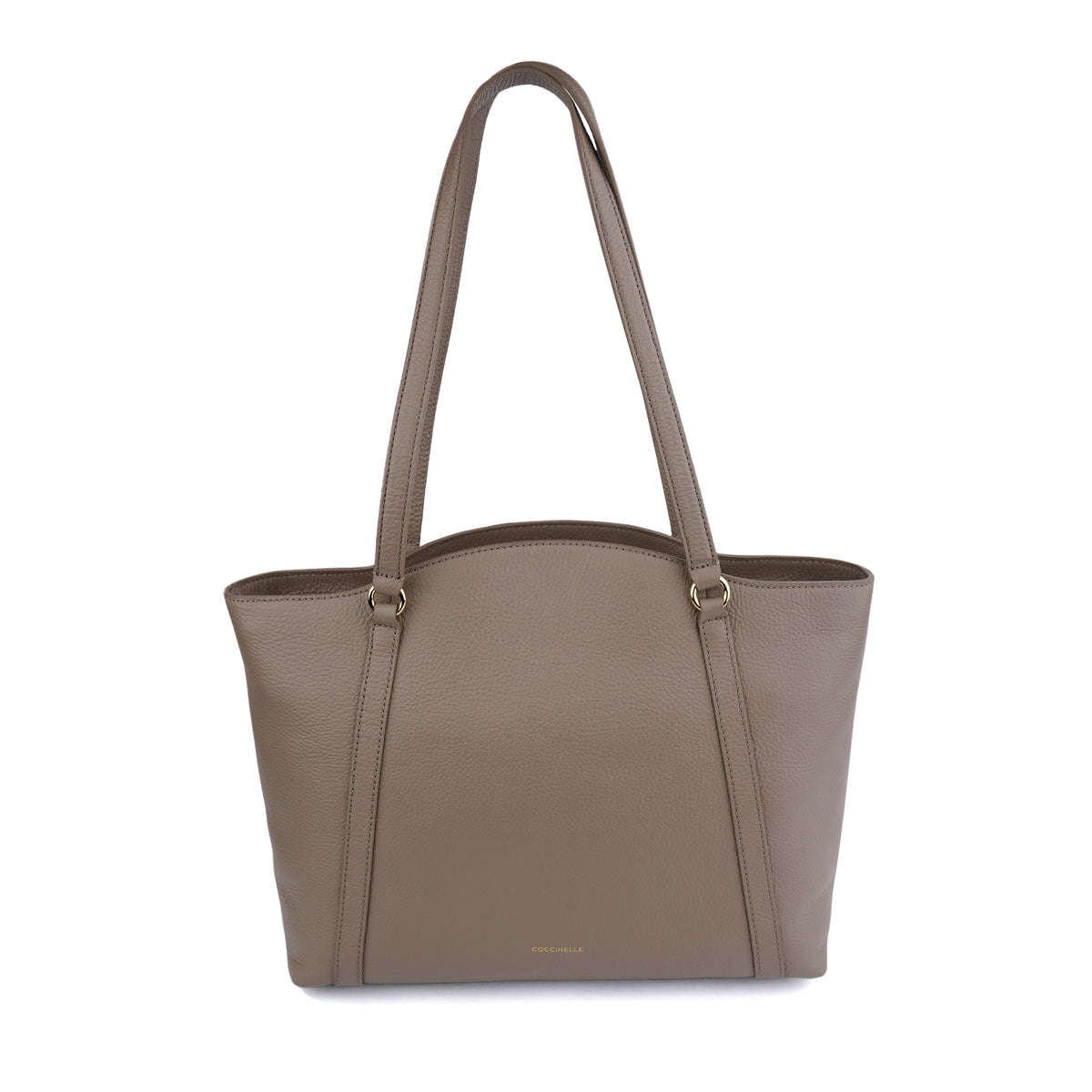 Geanta shopper din piele naturala Coccinelle Alexis taupe