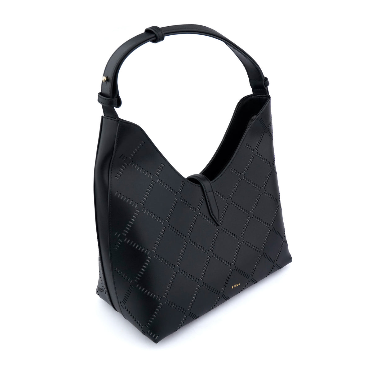 Geanta de umar Furla Goccia Medium Hobo – neagra