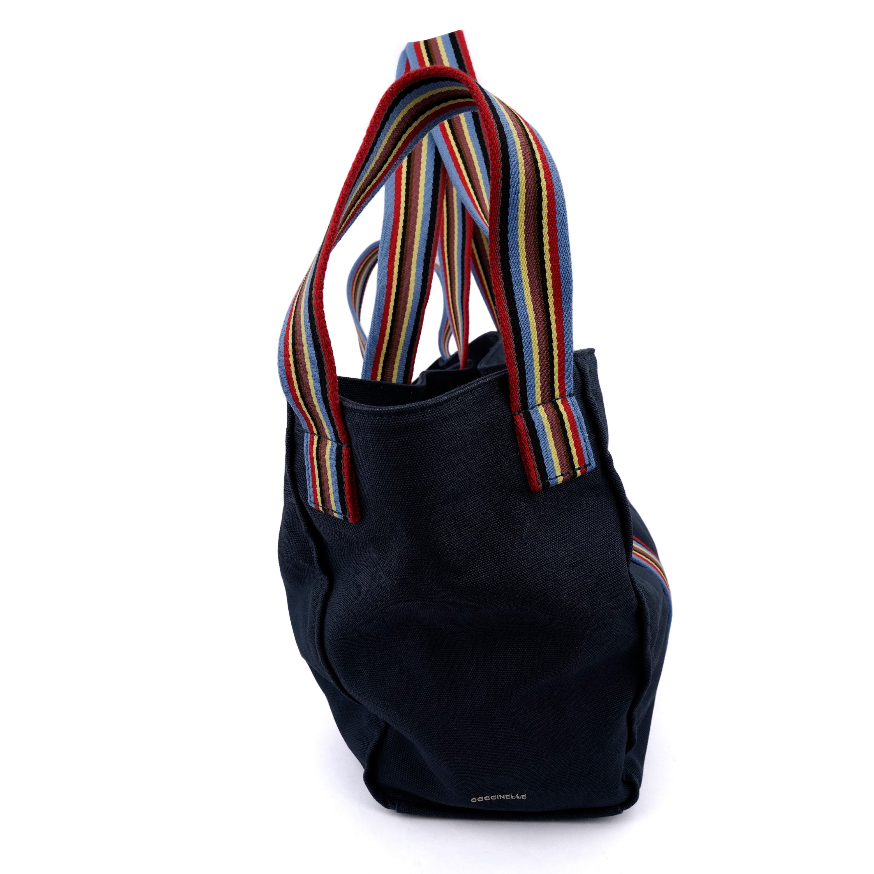 Geanta , Coccinelle shopper canvas Berry bleumarine