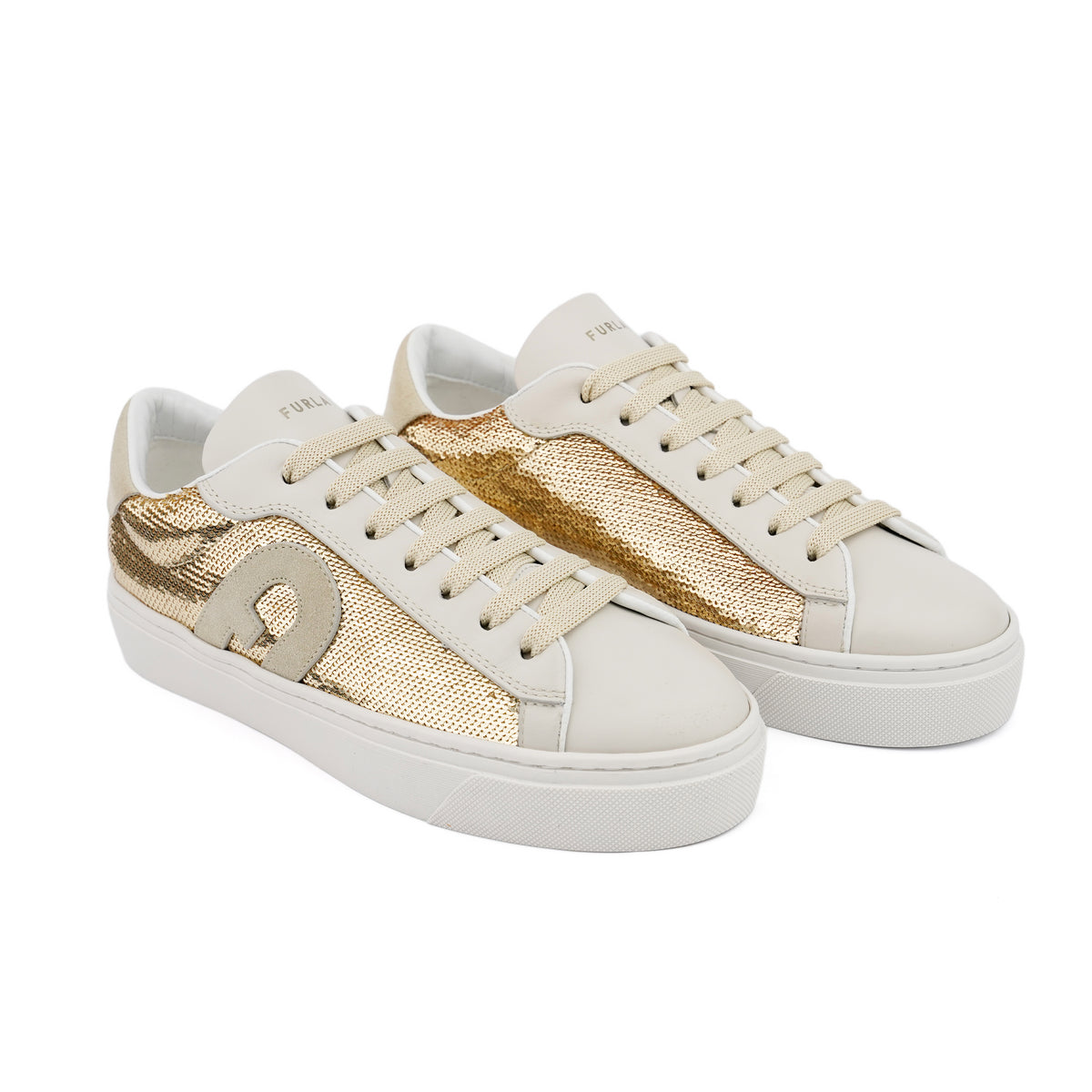 Sneakers Furla Enjoy Lace-Up din piele naturală – Marshmallow