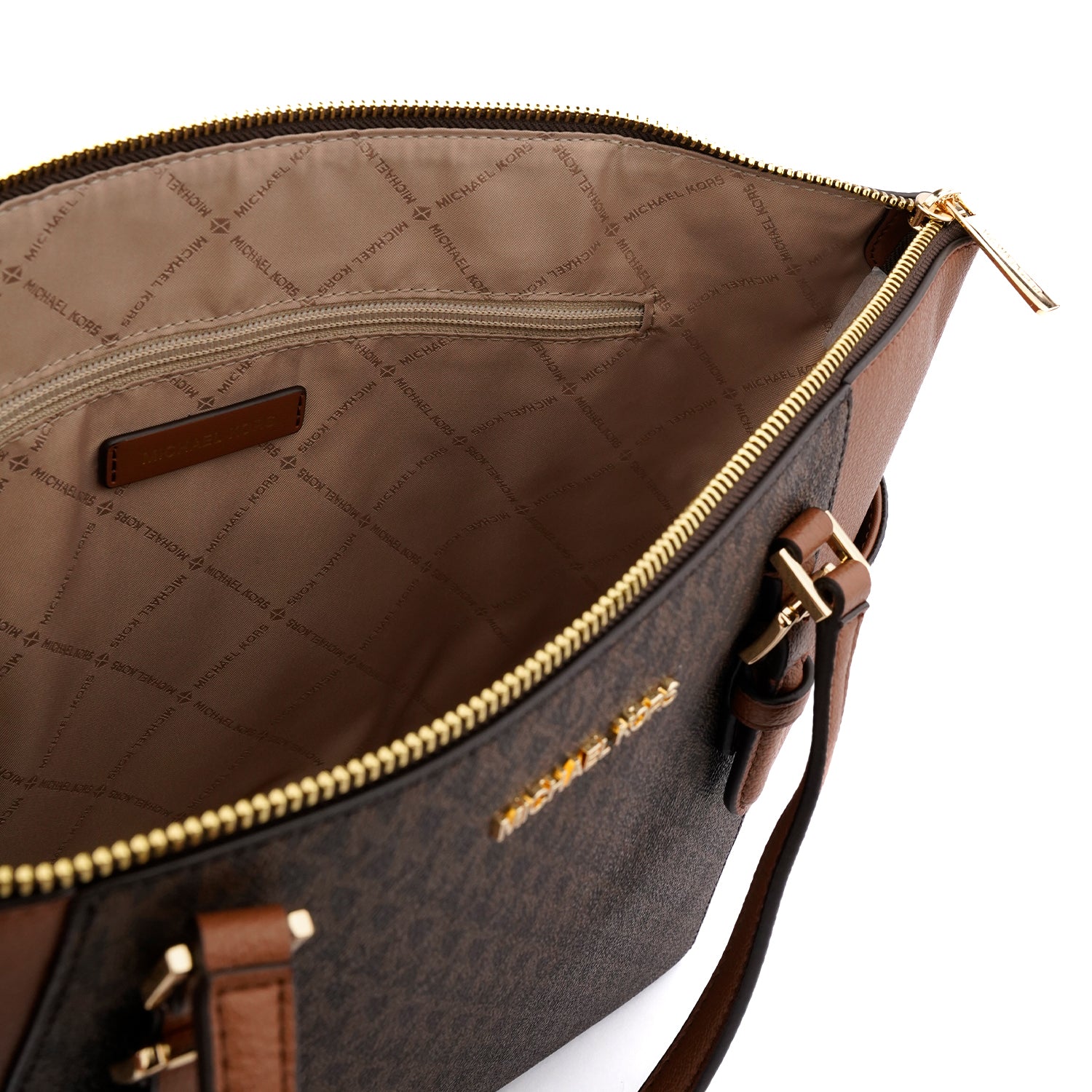 Geanta Michael Kors Charlotte logo brown