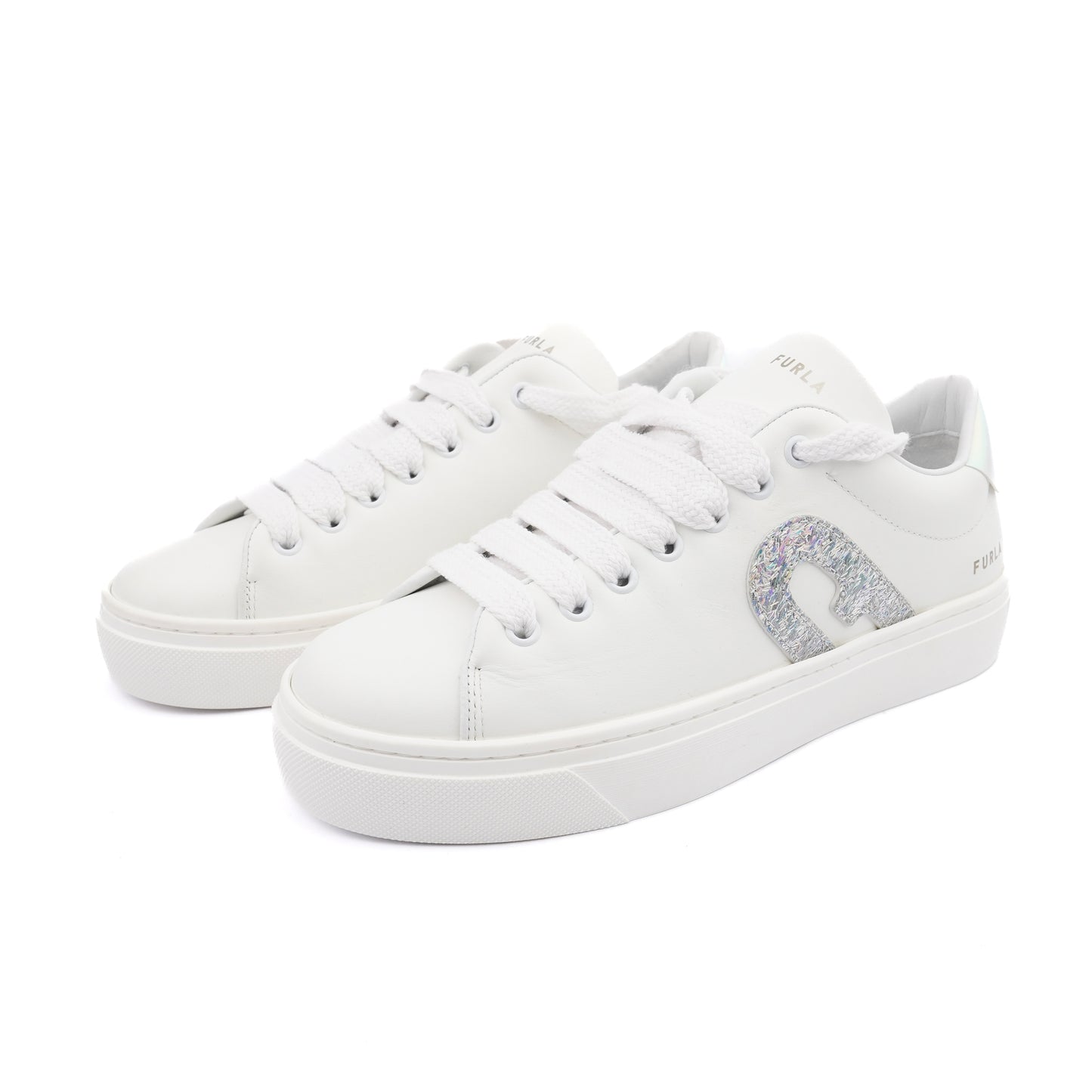Adidasi din piele Furla Lace-up all white