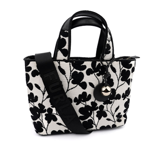 Geantă Furla Alissia tote din jaquard, cu banduliera lată