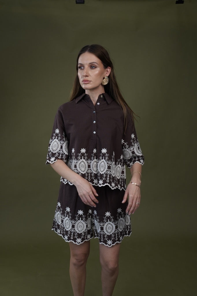 Compleu CIVICO din bumbac cu broderie Mirella