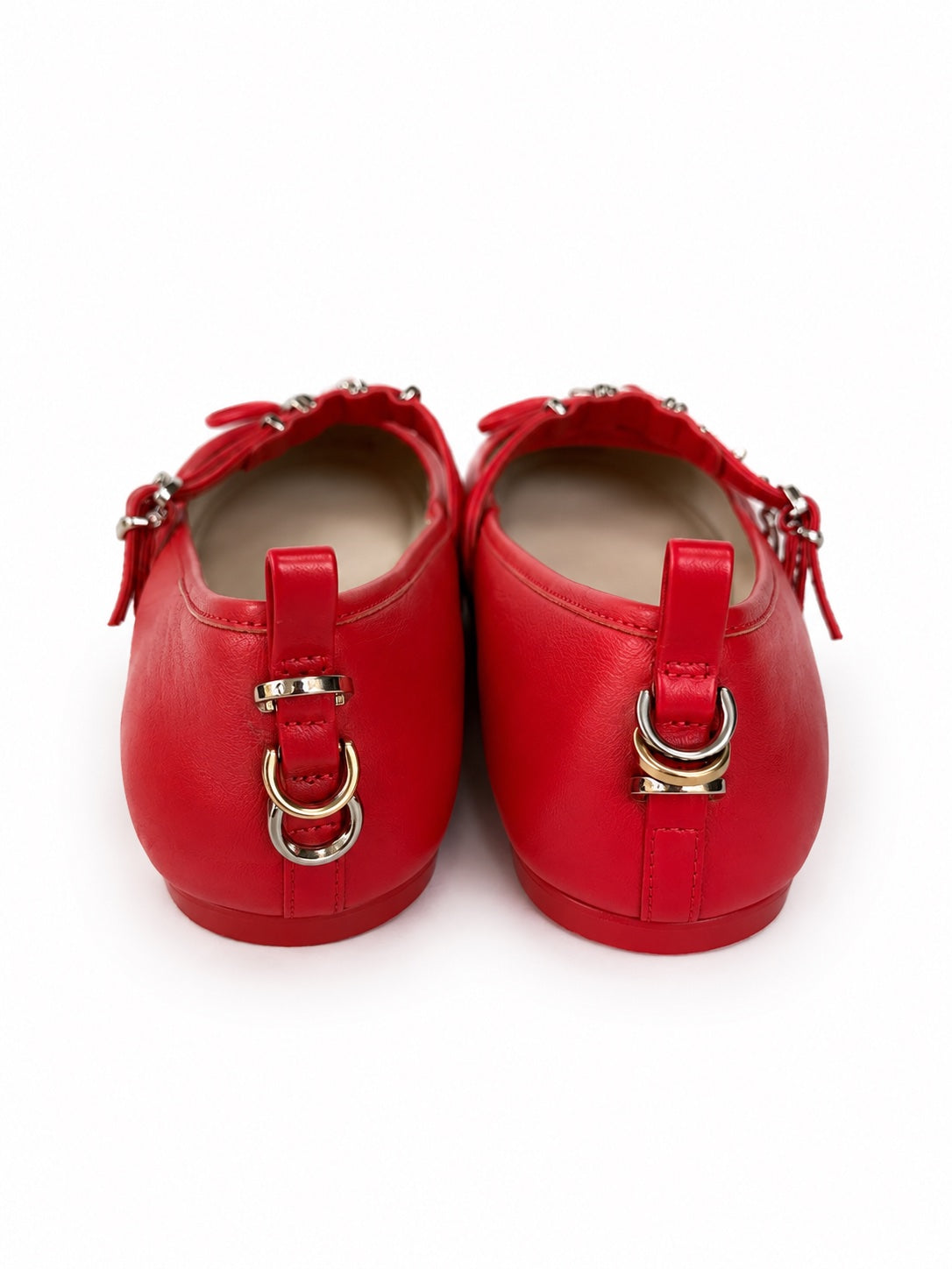 Pinko, balerini Pinko cu barete duble și fundă decorativă – Roșu