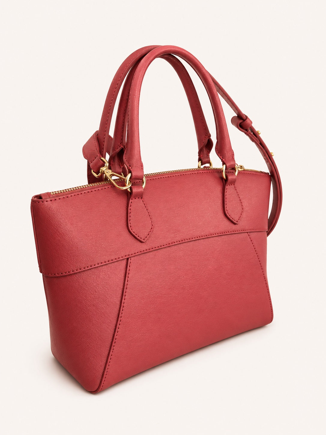Geantă Tote Coccinelle Lea din piele saffiano – Coral Pink
