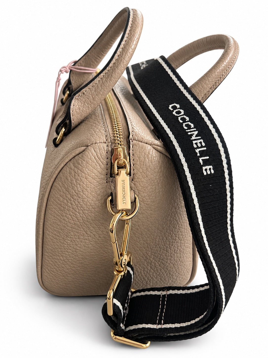Geantă Bowling Coccinelle Jinny din Piele Naturală – Taupe