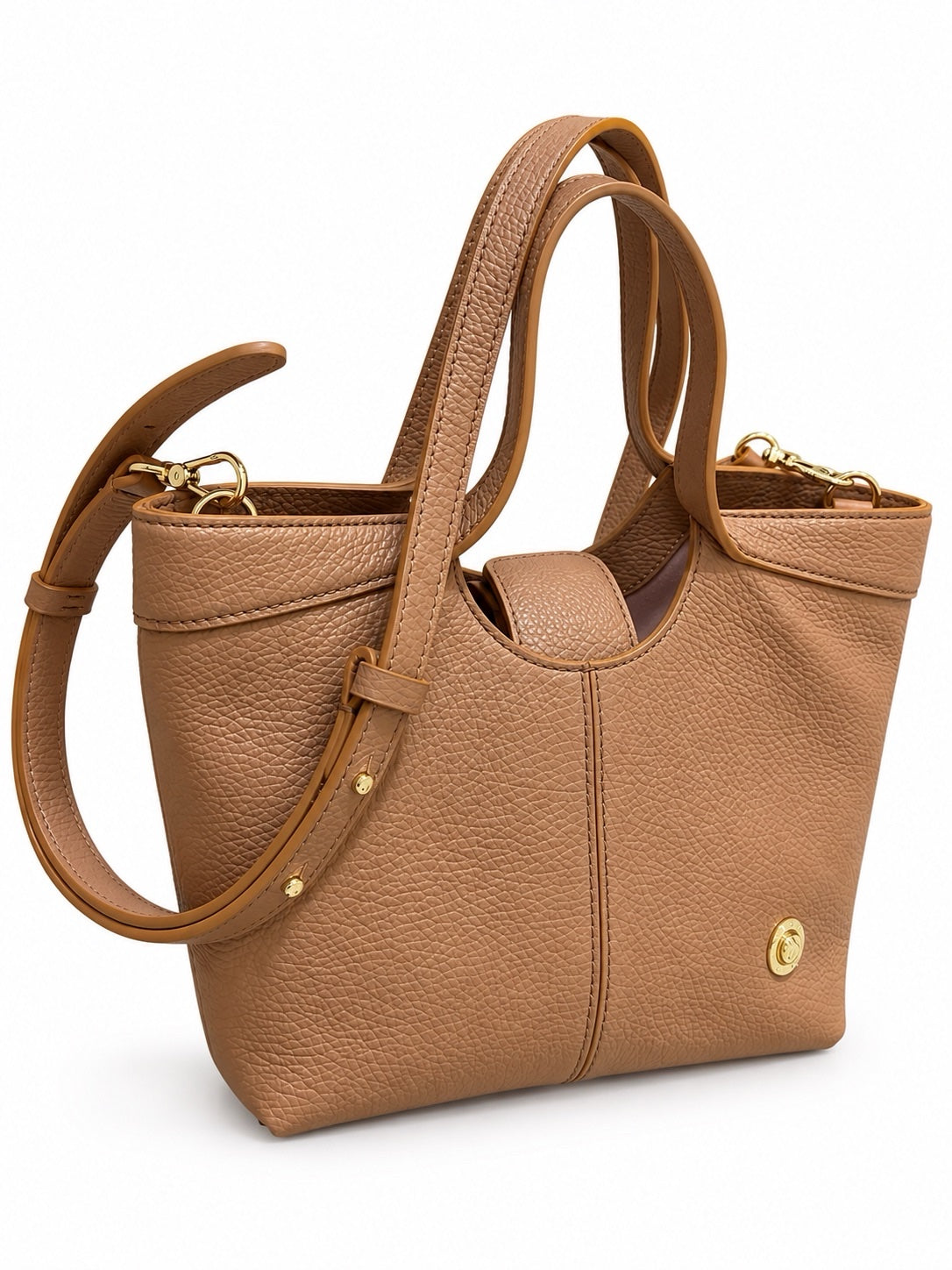 Geantă Coccinelle Babe Tote Small din Piele Naturală – Camel