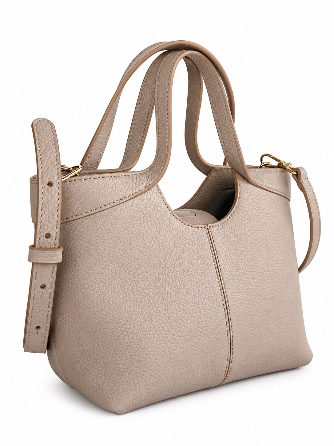 Geantă Coccinelle Babe Tote Small din Piele Naturală – Taupe