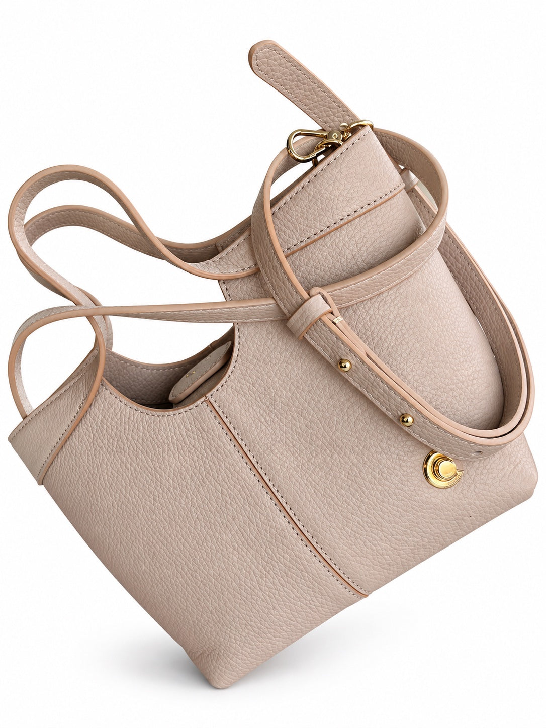 Geantă Coccinelle Babe Tote Small din Piele Naturală – Taupe