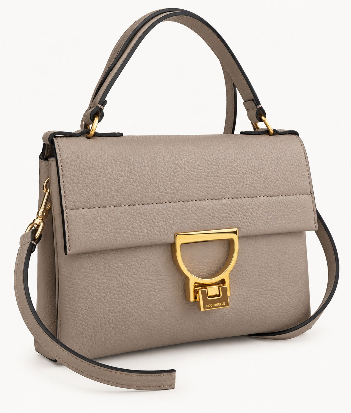 Geantă Coccinelle Arlettis Single din Piele Naturală – Taupe