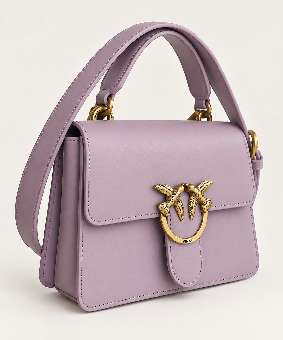 Geantă Pinko Mini Love Bag One Top Handle Light din Piele Naturală – Lila