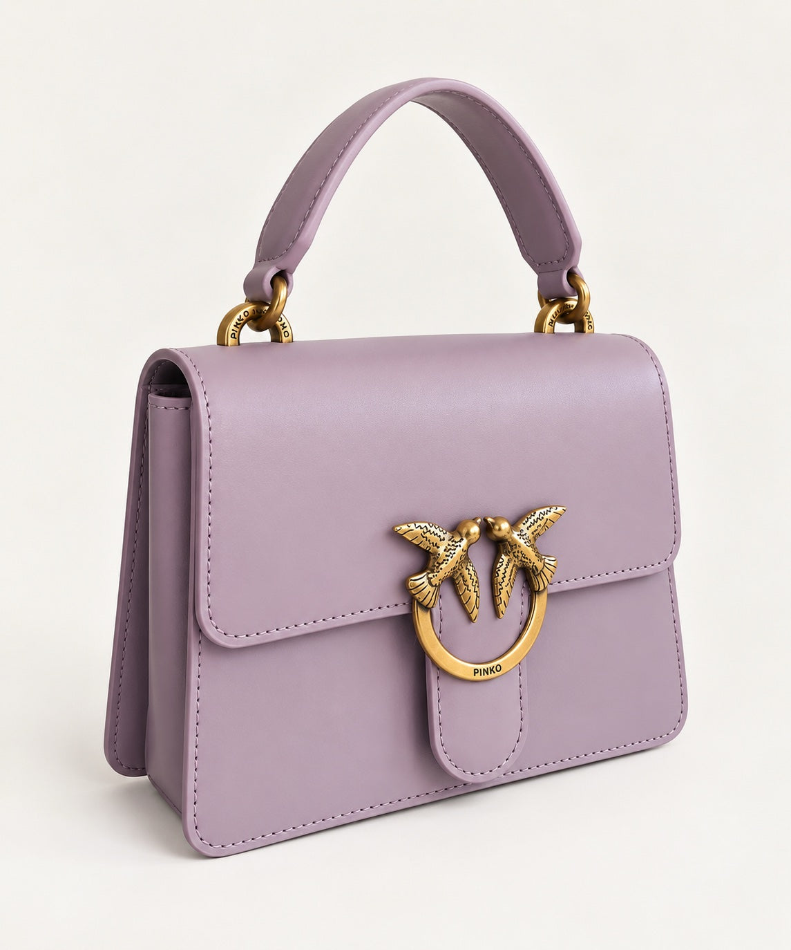 Geantă Pinko Mini Love Bag One Top Handle Light din Piele Naturală – Lila