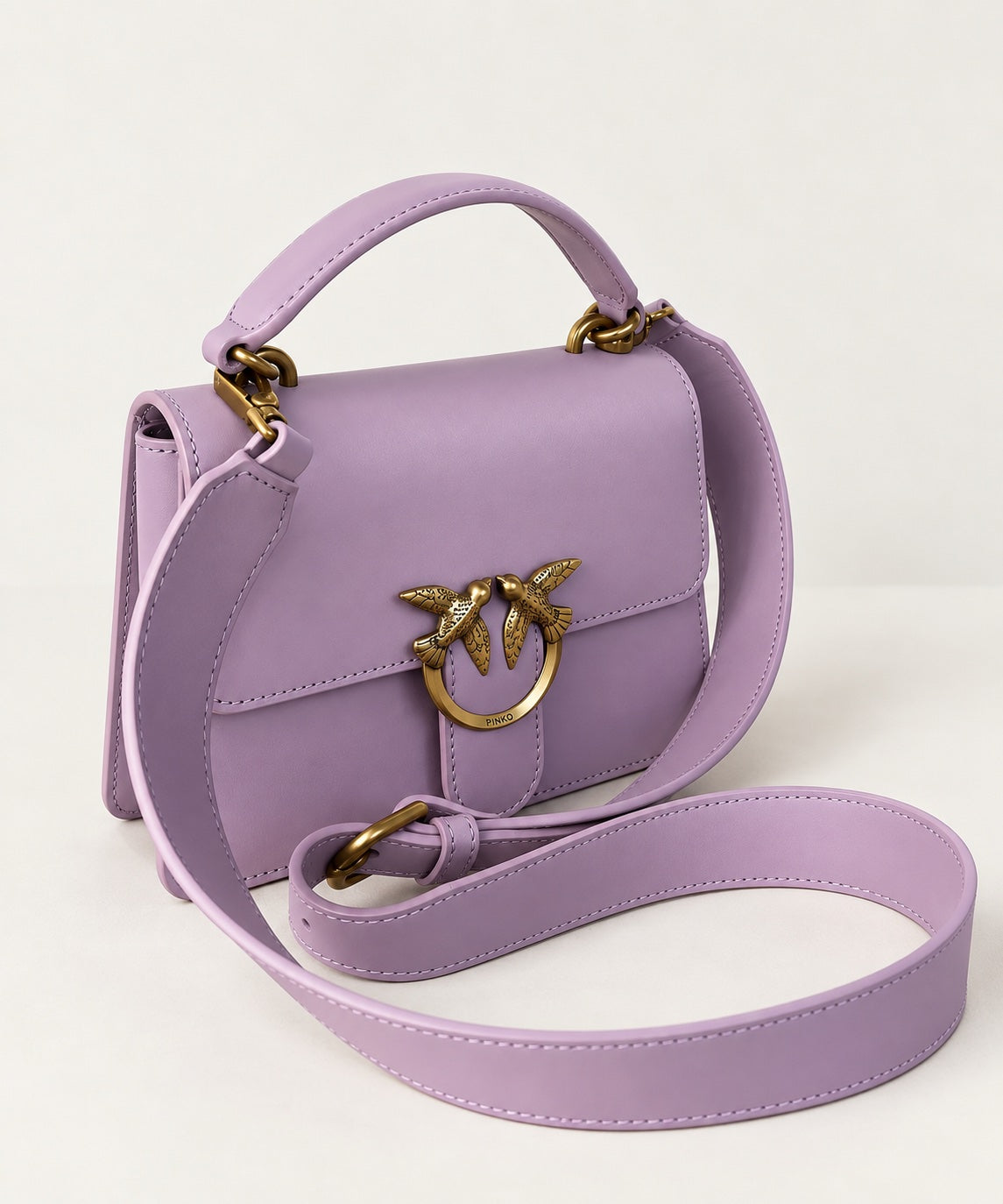 Geantă Pinko Mini Love Bag One Top Handle Light din Piele Naturală – Lila
