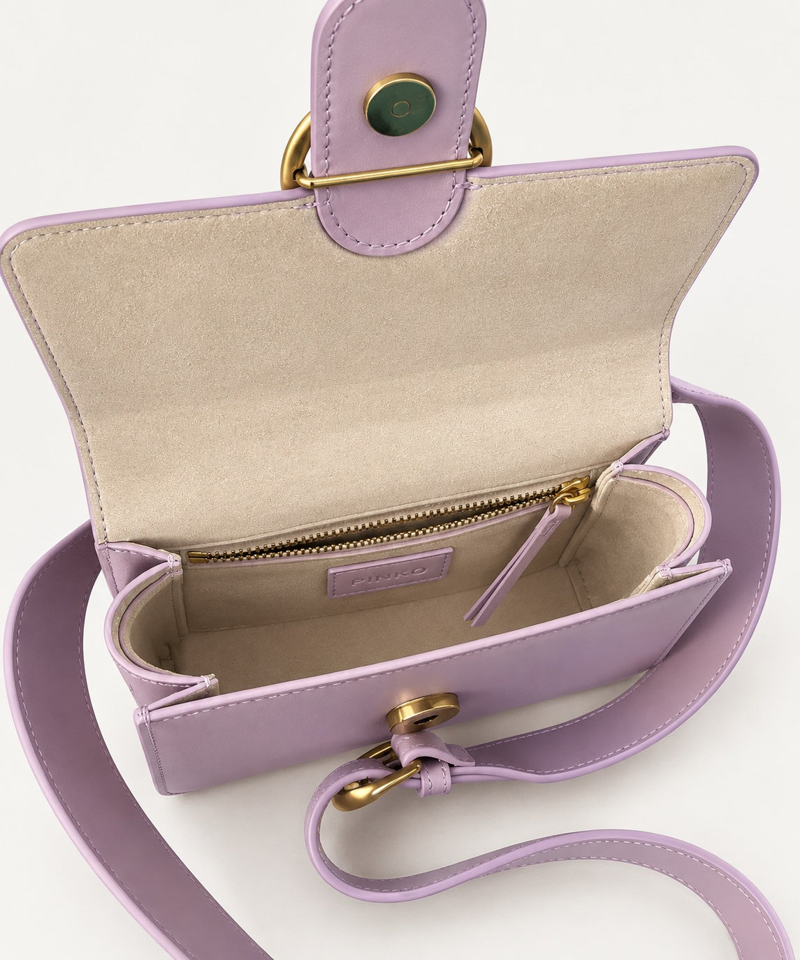 Geantă Pinko Mini Love Bag One Top Handle Light din Piele Naturală – Lila