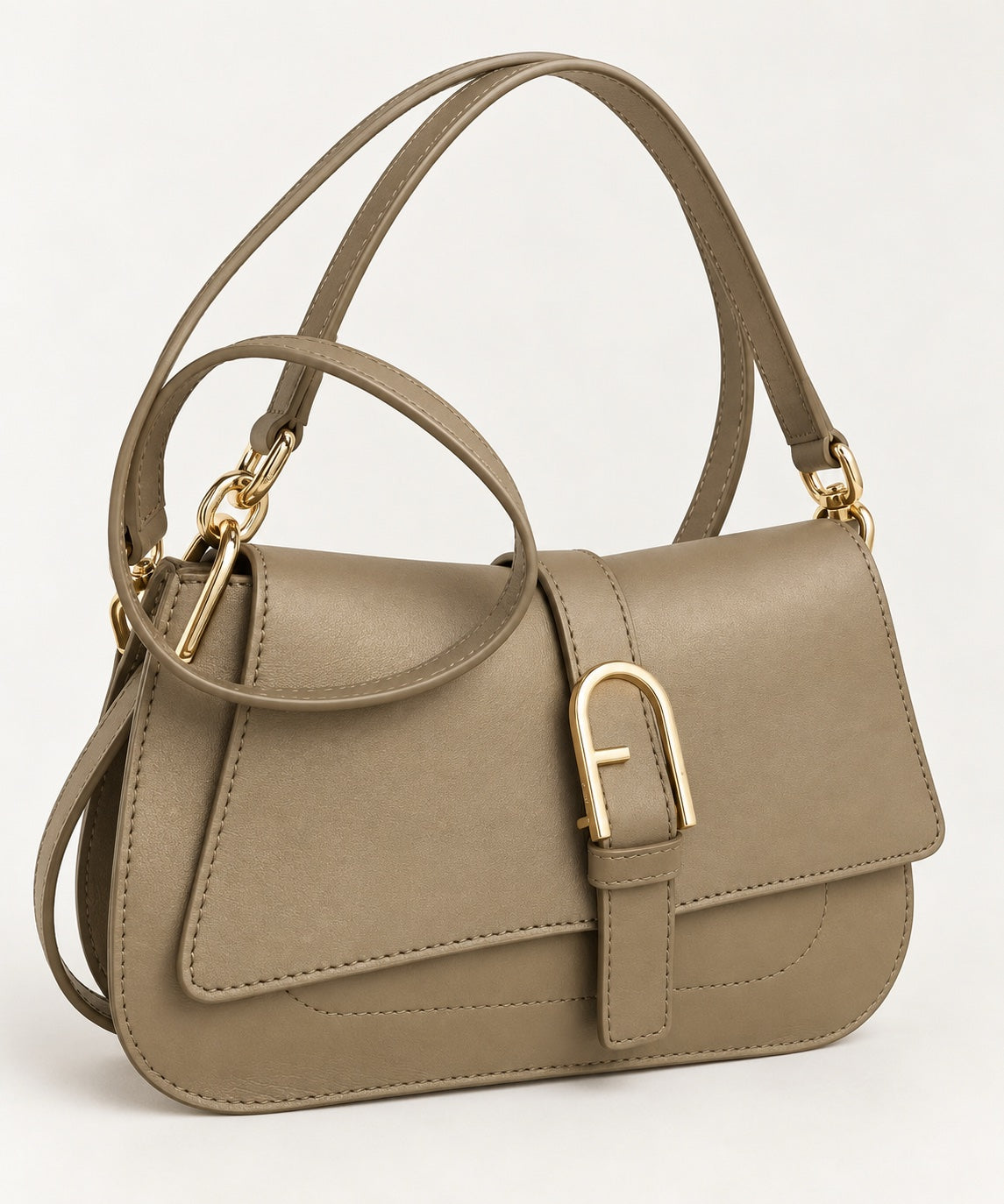 Geantă de Umăr Furla Flow Small din Piele Naturală – Kaki