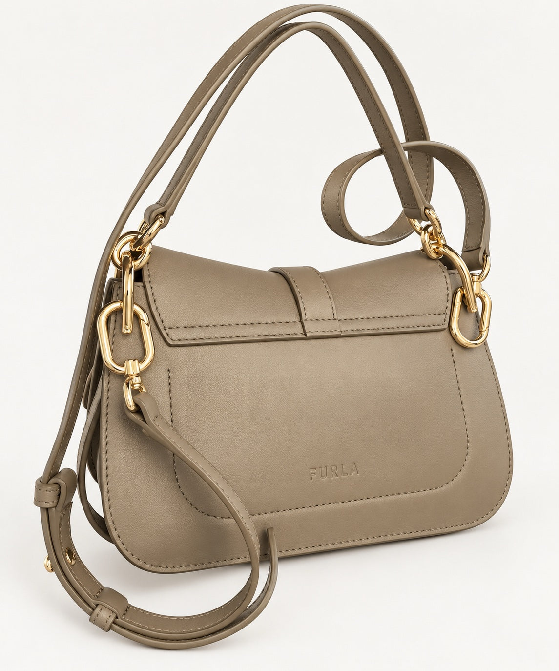 Geantă de Umăr Furla Flow Small din Piele Naturală – Kaki