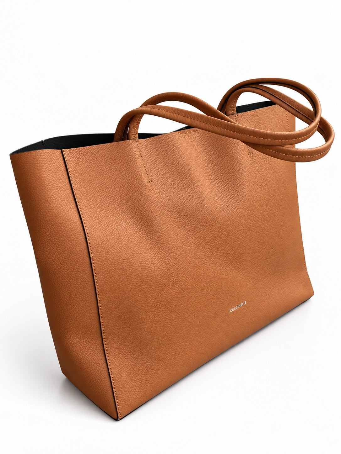 Geantă Coccinelle Shopper Large din Piele Naturală – Cognac