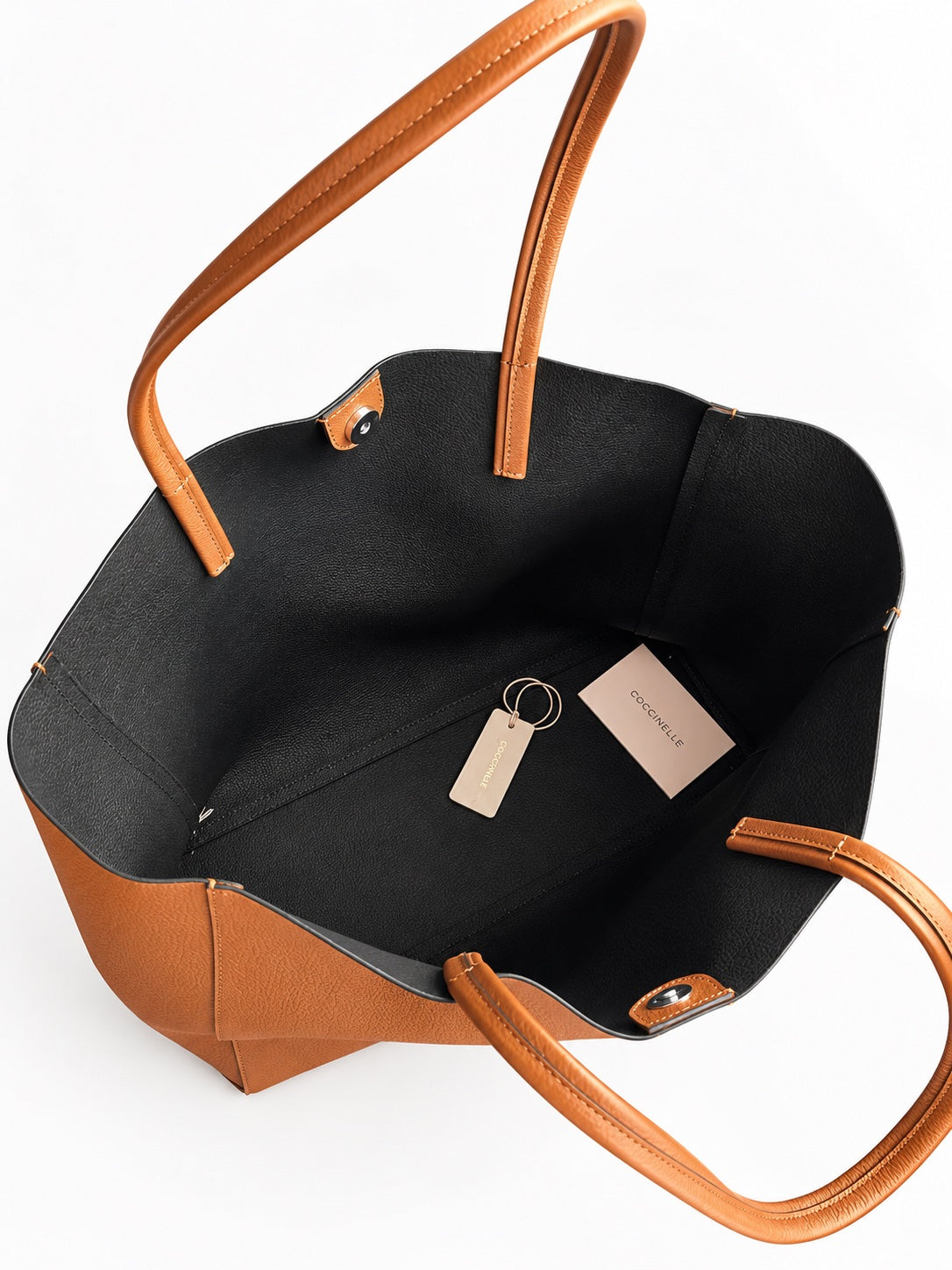 Geantă Coccinelle Shopper Large din Piele Naturală – Cognac