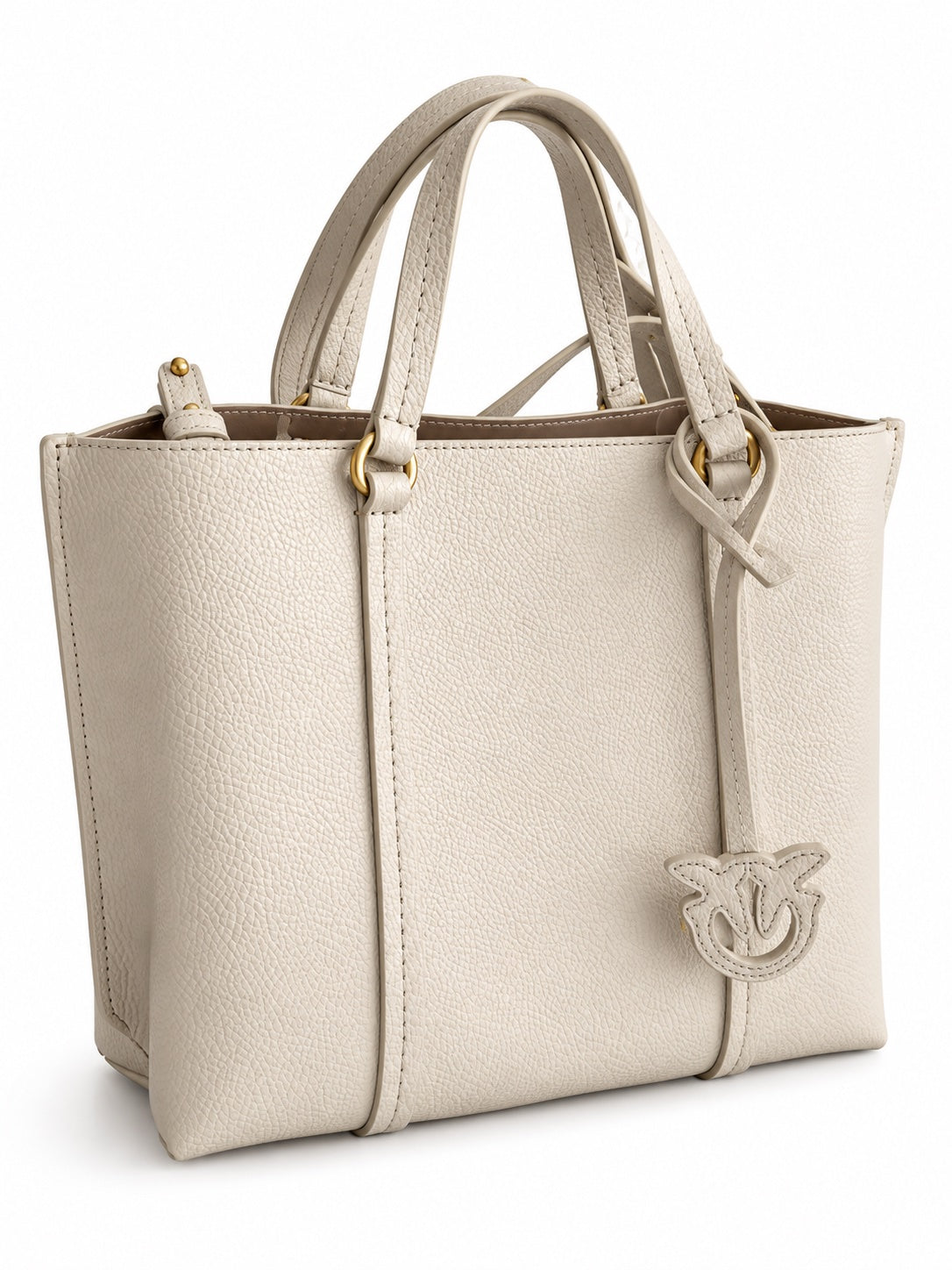 Geantă Pinko Carrie Small Tote din Piele – Ivory