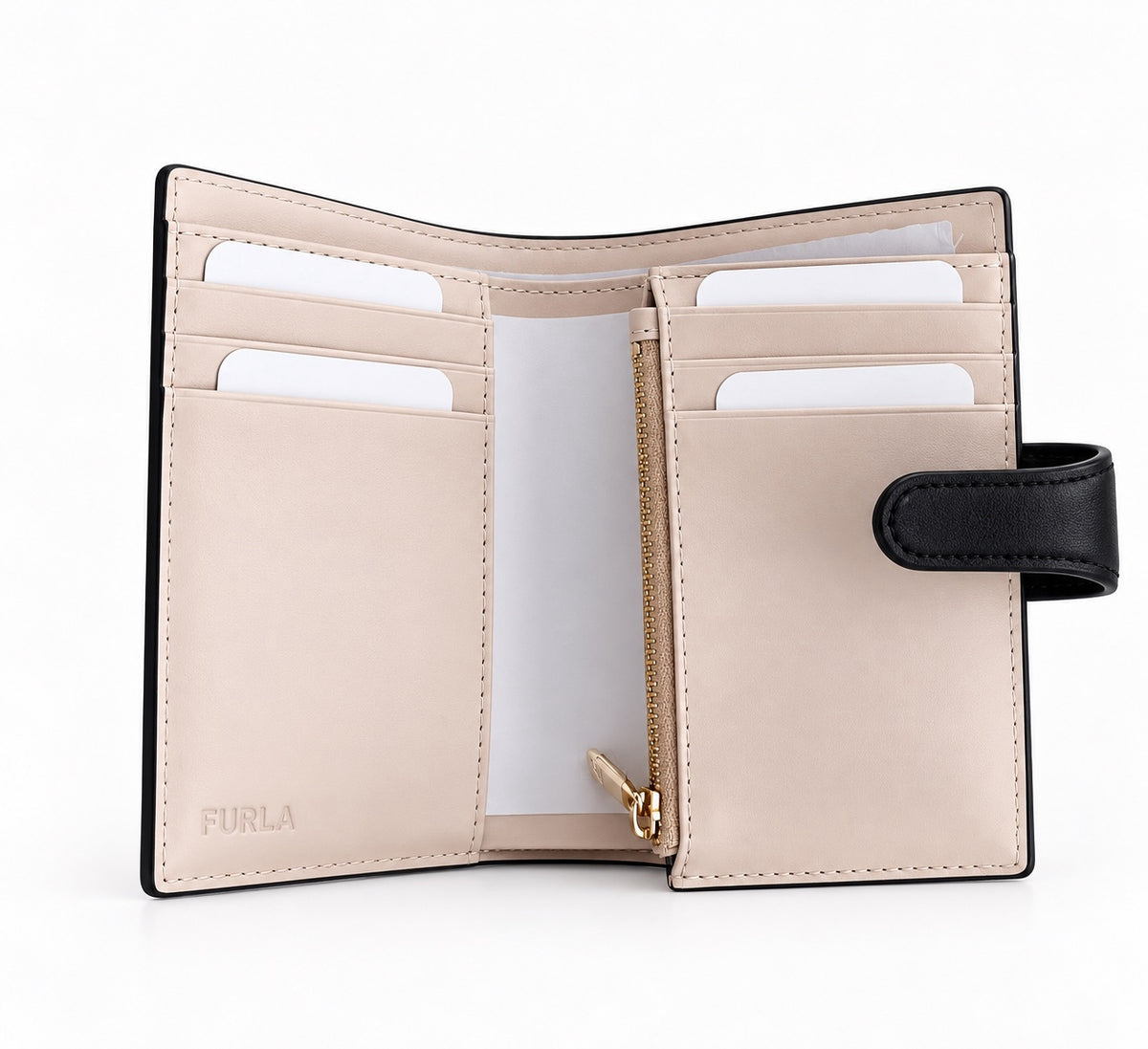 Portofel Furla Miasofia Small – Negru/Roz Pudrat
