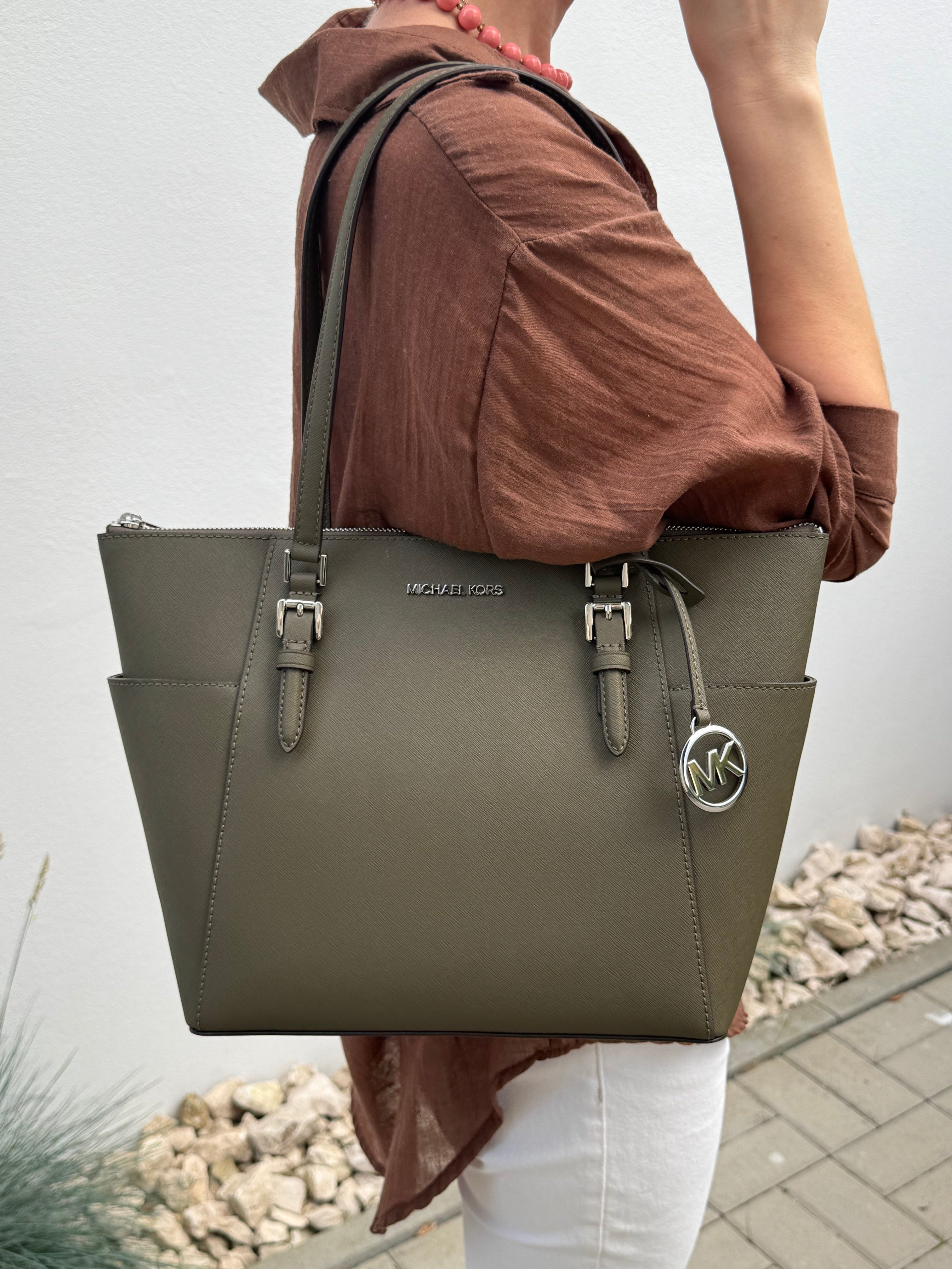 Geanta shopper Michael Kors Charlotte olive