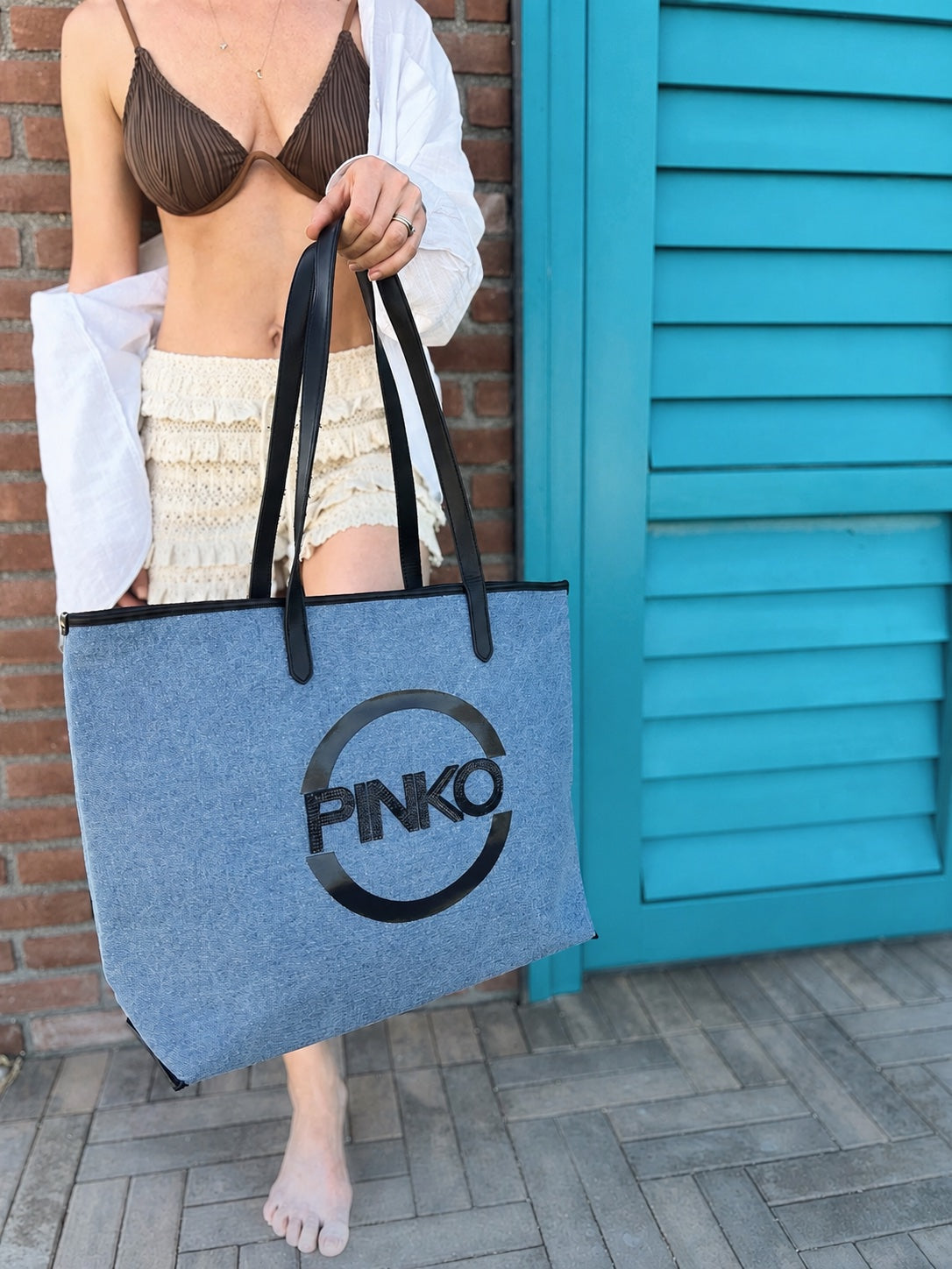 Geanta shopper Pinko Segre denim