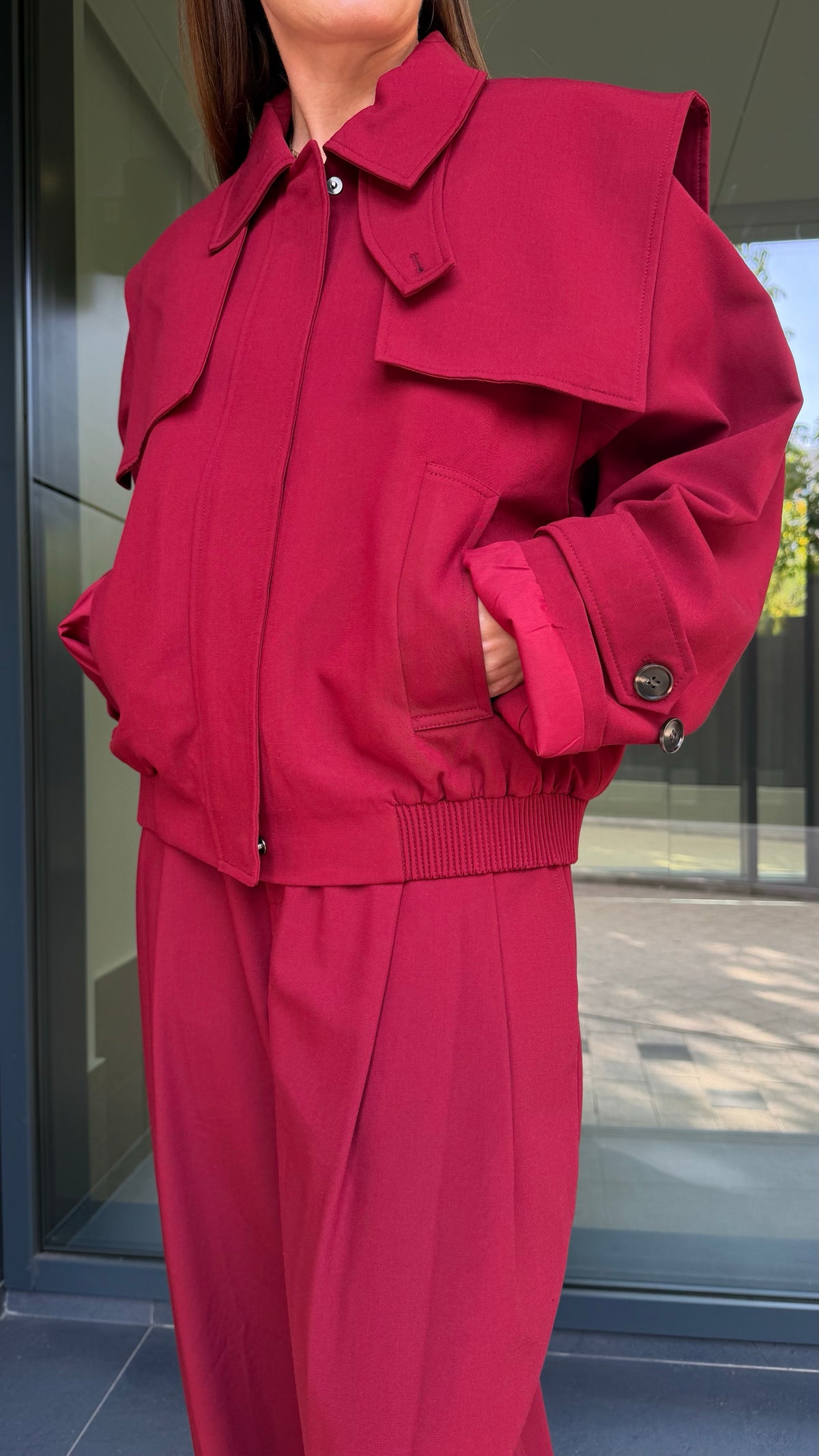 Jacheta oversized Lumina burgundy