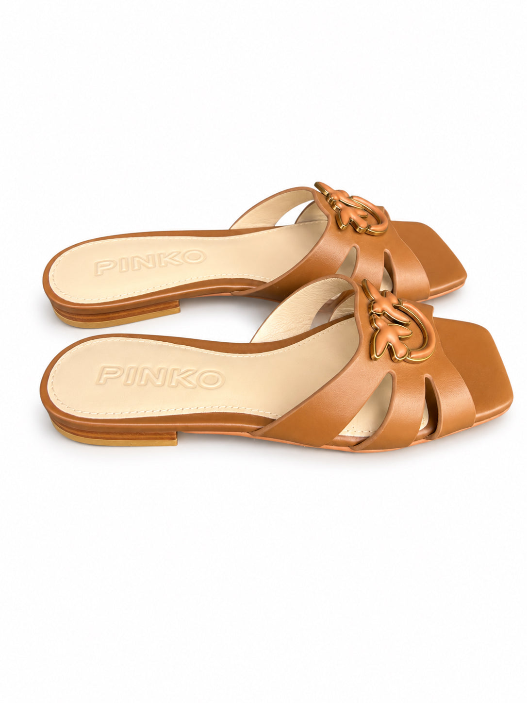Papuci Pinko Marli piele naturala cognac