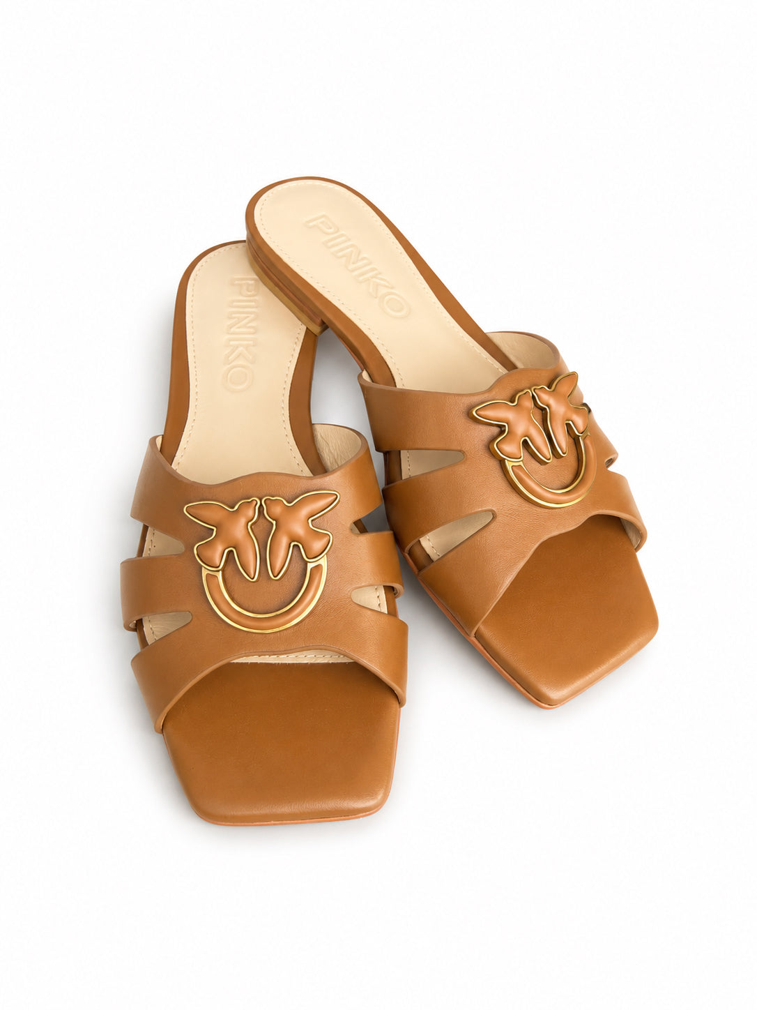 Papuci Pinko Marli piele naturala cognac