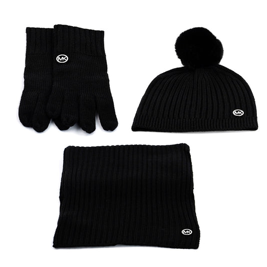 MK women set hat/scarf black