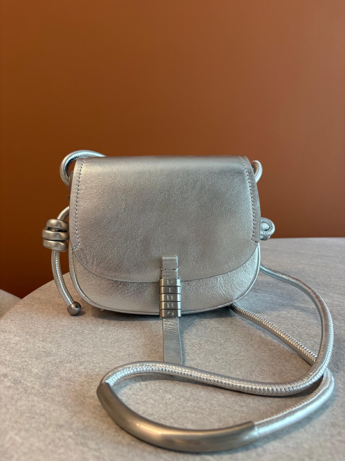 Geanta Pinko Saddle micro silver
