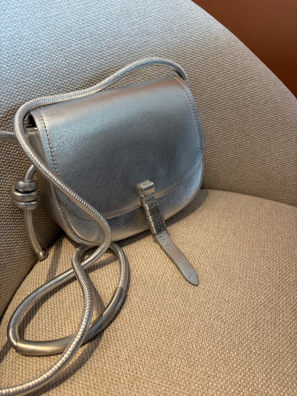 Geanta Pinko Saddle micro silver