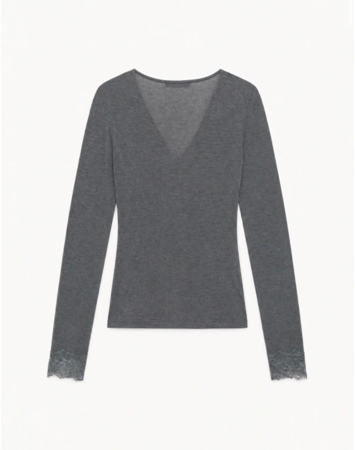 Bluza din casmir gri cu dantela Lumina