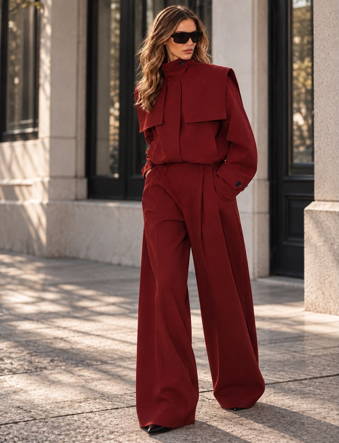 Pantalon regular Lumina burgundy